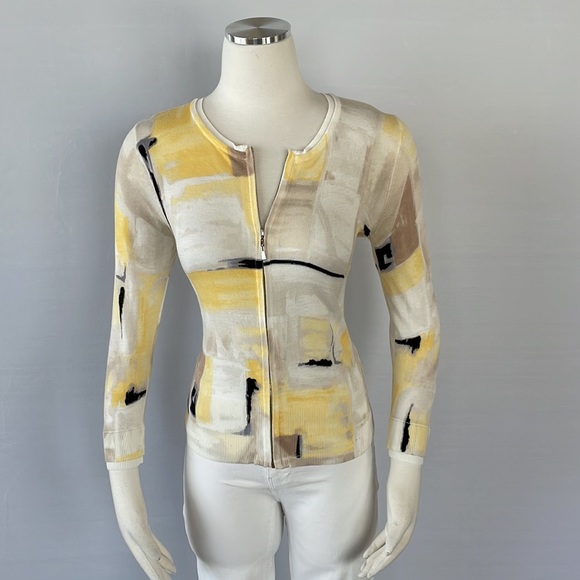 WHBM Abstract Design Zipper Cardigan Size Small - Picture 4 of 14